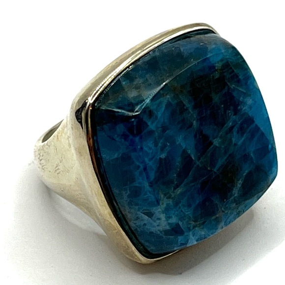 JTV Ring Blue Apatite Gemstone Rhodium Plated Sterling Silver Ring - Size 6 - Picture 9 of 15
